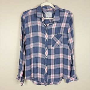 Rails Navy and Pink Plaid Button Down Shirt